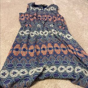 Lucky Brand Vibrant Blue and Orange Mini Dress